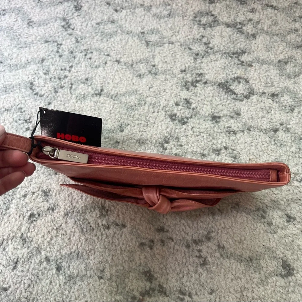 NWT Vintage Hobo International Pink Leather Wristlet Wallet Bow Detail - Picture 8 of 14